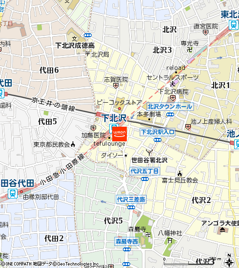 ダイエー下北沢店付近の地図